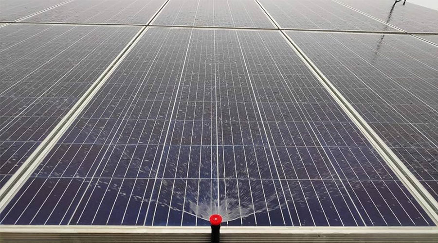 solar panel sprinkler cleaning